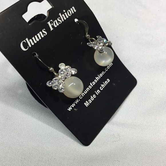 Crystal Bow Tie Ball Drop Earrings (UC3) - Picture 2 of 5